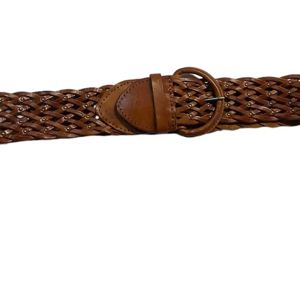 American Eagle Outfitters Brown Woven Genuine Leather Belt Size L/XL